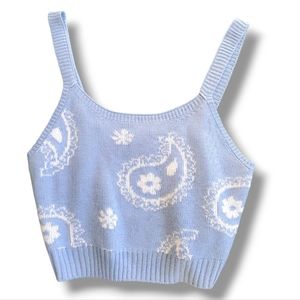 ♥️ 4 for $25 ♥️ #AA Stitch & Pine Womens Ladies Crop Tank Top Blue Paisley Large